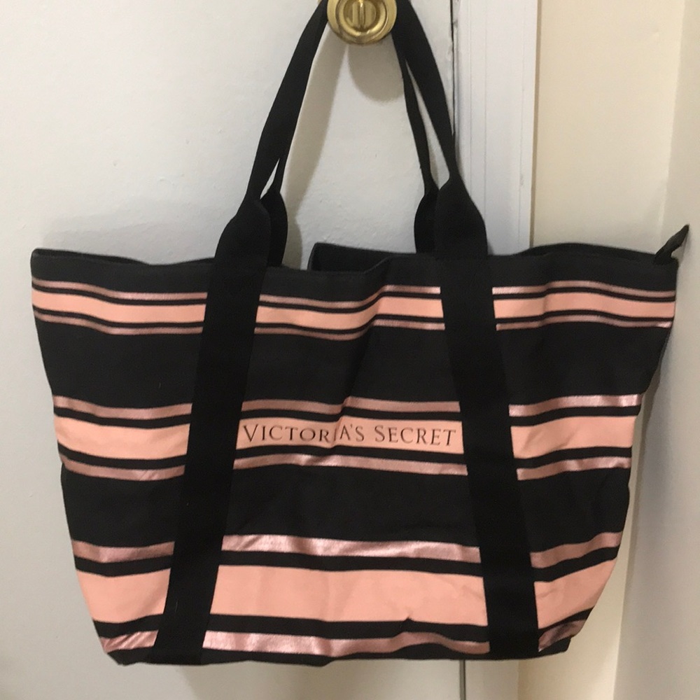 NWOT Victoria’s Secret Pink / Black Striped Tote